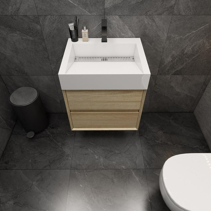 MAX 104 Double Floating Bathroom Vanity with FLX16 Acrylic Sink & Small  Side Cabinet (MAX16-8420D)