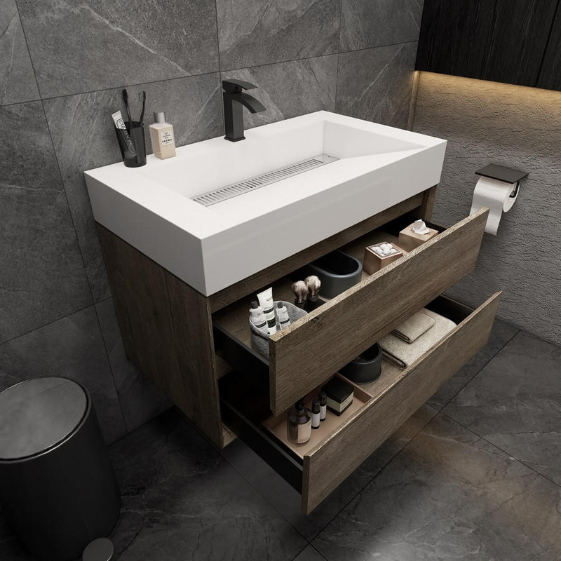 MAX 92 Floating Bathroom Vanity with FLX16 Acrylic Sink W/Small Side  Cabinet (MAX16-7220)