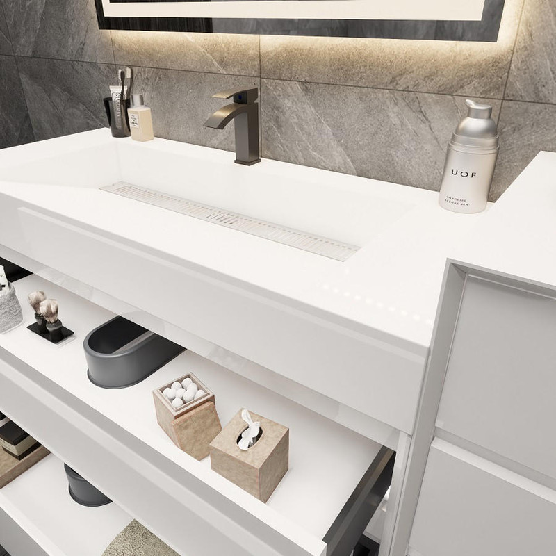 MAX 56 Floating Bathroom Vanity with FLX16 Acrylic Sink & Small Side  Cabinet (MAX16-3620)