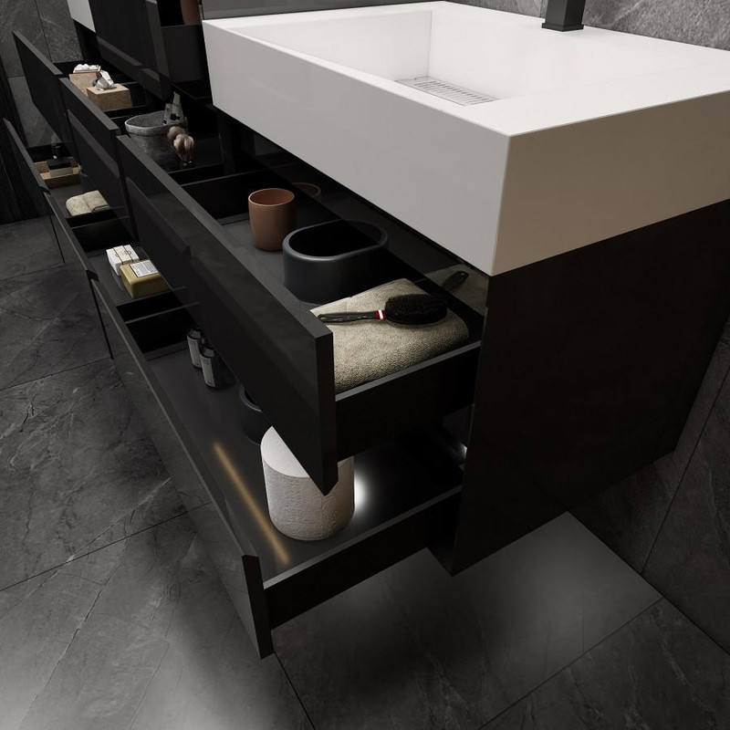 MAX 56 Floating Bathroom Vanity with FLX16 Acrylic Sink & Small Side  Cabinet (MAX16-3620)