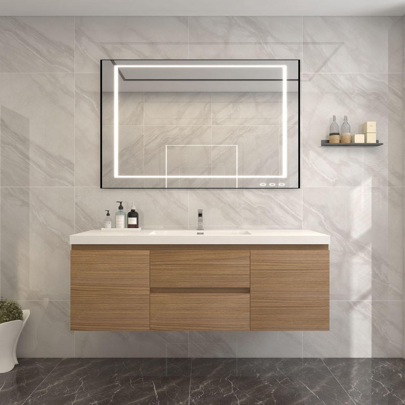  BOW 60" WALL MOUNTED BATH VANITY WITH SINGLE REINFORCED ACRYLIC SINK 