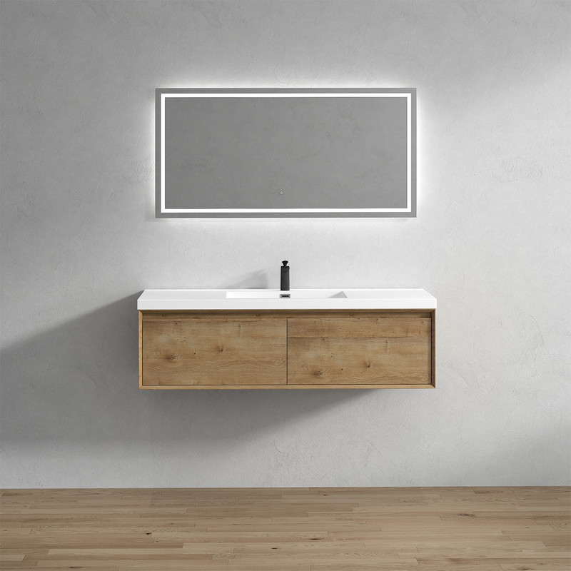 BELLA 60'' FLOATING BATHROOM VANITY WITH SINGLE SINK ACRYLIC TOP   BELLA 60'' FLOATING BATHROOM VANITY WITH SINGLE SINK ACRYLIC TOP