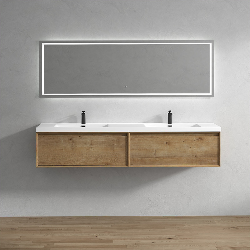BELLA 84'' FLOATING BATHROOM VANITY WITH DOUBLE SINK ACRYLIC TOP   BELLA 84'' FLOATING BATHROOM VANITY WITH DOUBLE SINK ACRYLIC TOP