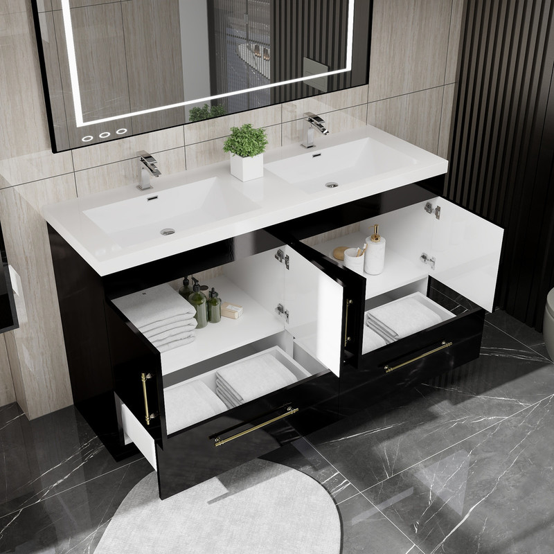 Noble 60 Free Standing Vanity with Reinforced Acrylic Double Sink