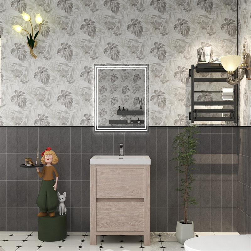 Louis 24" Freestanding Bathroom Vanity with Reinforced Acrylic Sink in Oak   Louis 24" Freestanding Bathroom Vanity with Reinforced Acrylic Sink in Oak