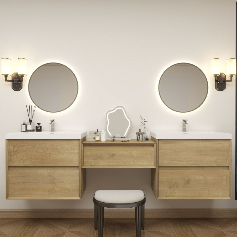 Kingdee 90" Floating Vanity & Makeup Table Set (30+30+30)   Kingdee 90" Floating Vanity & Makeup Table Set (30+30+30)