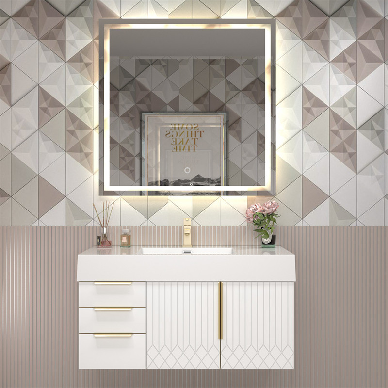 Milana 42" Floating Bathroom Vanity with Reinforced Acrylic Sink in Gloss White | Left Side Drawers   Milana 42" Floating Bathroom Vanity with Reinforced Acrylic Sink in Gloss White | Left Side Drawers