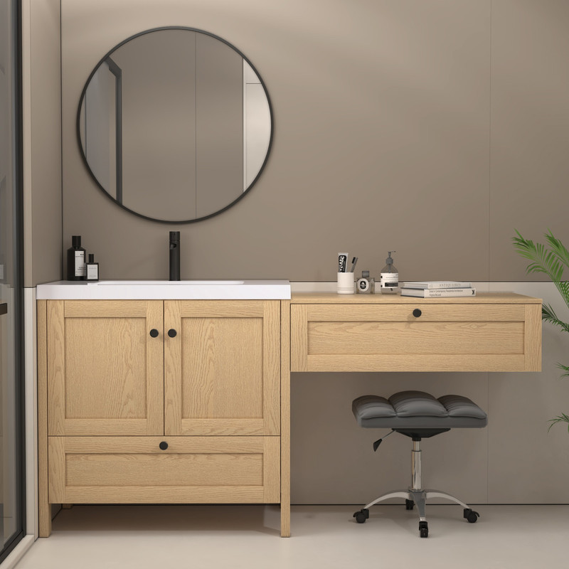  Nova 72" Freestanding Bathroom Vanity with Sink Top and Floating Makeup Counter Table 