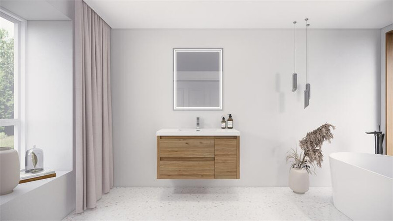 Jade 36" Wall Hung Bath Vanity with Reinforced Acrylic Sink (Left Drawer)   Jade 36" Wall Hung Bath Vanity with Reinforced Acrylic Sink (Left Drawer)