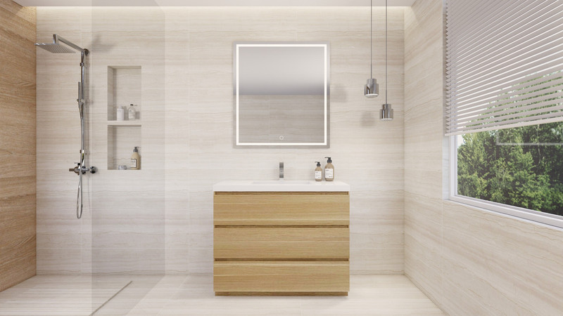  Angeles 42″ Freestanding Bath Vanity with Reinforced Acrylic Sink 