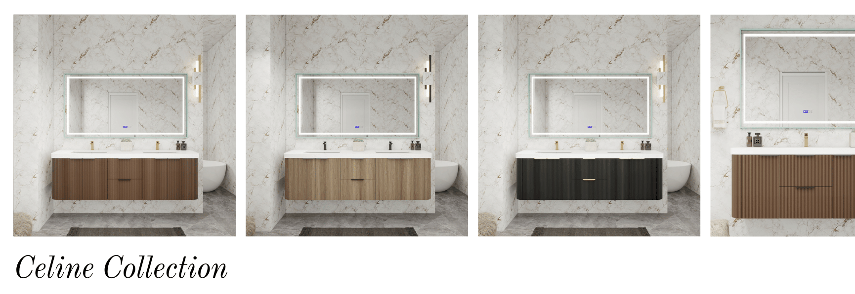 Celine Round Fluted Floating Bathroom Vanity Collection by Moreno Bath