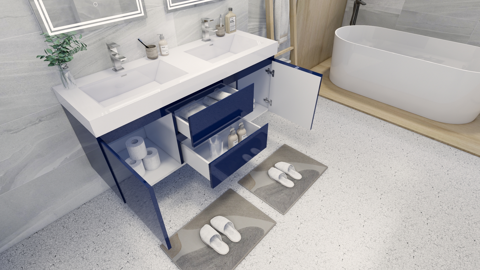 Double Drawers Bathroom Vanity - Mirrorwalla