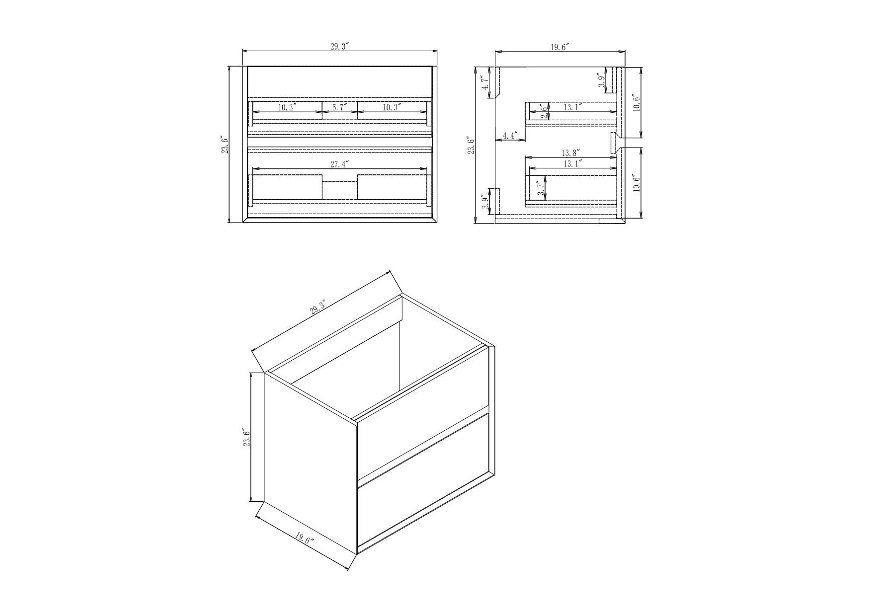 Kingdee 30'' Floating Bathroom Vanity With Acrylic Sink Top (SLIM30 ...