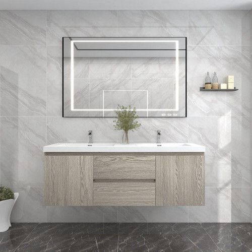 BOW 60" FLOATING BATHROOM VANITY WITH DOUBLE REINFORCED ACRYLIC SINK