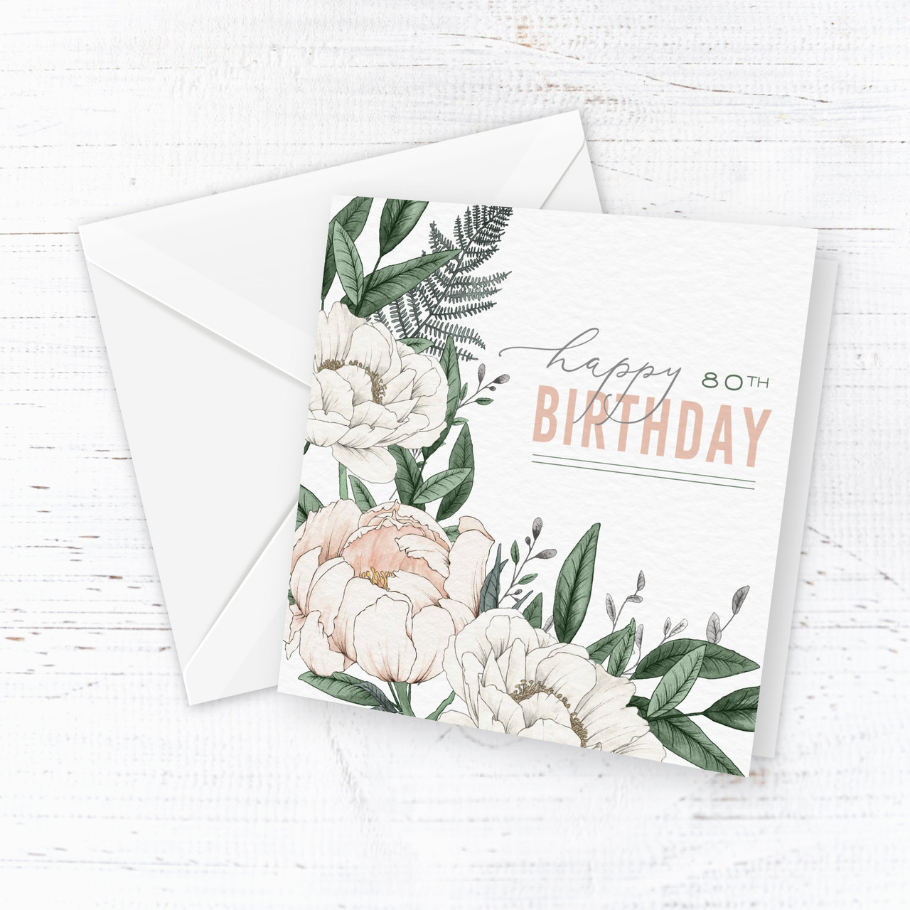 WHITE COTTON CARDS Geburtstagskarte 80. Geburtstag – Motiv Pusteblume, Handgefertigt, 16x16 Cm, Mit Umschlag