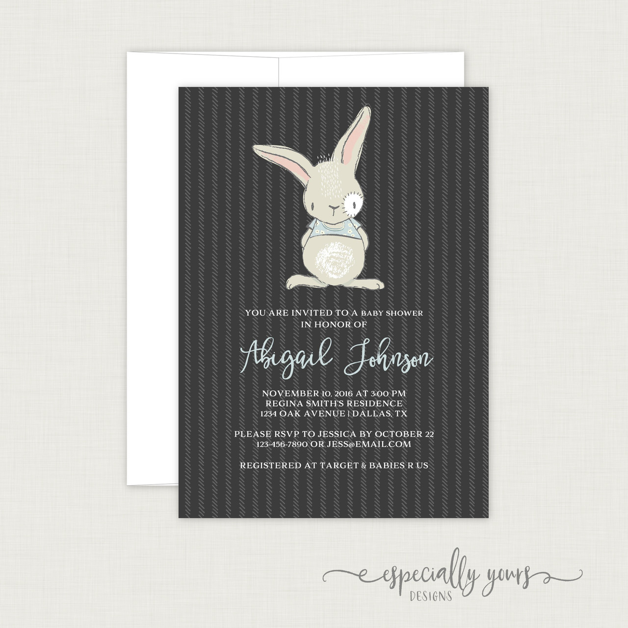 charcoal bunny baby shower invitation bunny baby shower invitations
