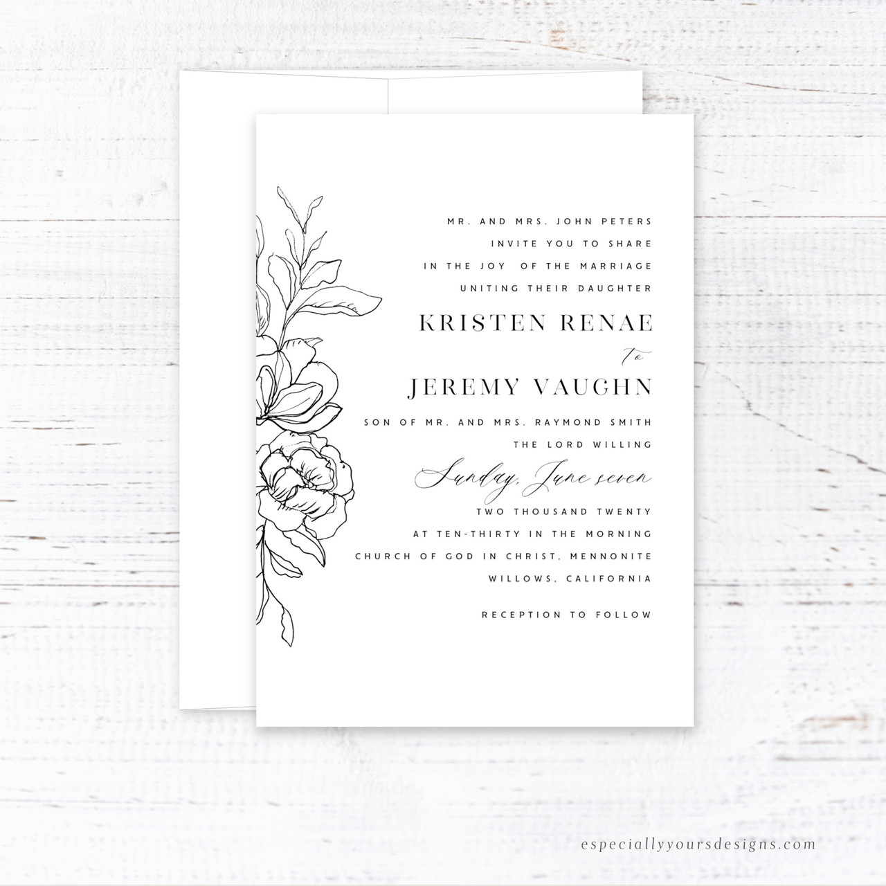 black and white wedding invitation