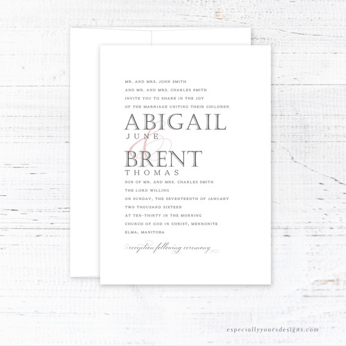 Classic Typography Wedding Invitation