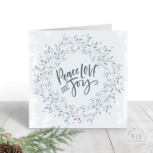 Blue Wreath Christmas Card