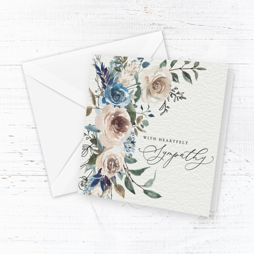 Blue and Champagne Floral Sympathy Card