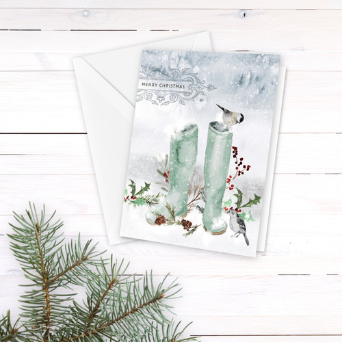 Snow Boots  Christmas Card