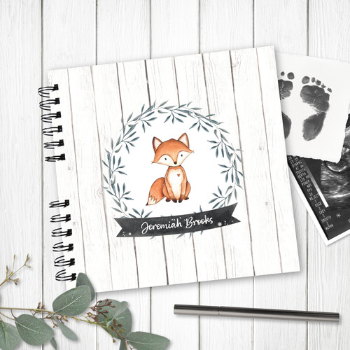 Woodland Fox and Wreath Wire Bound Baby Book