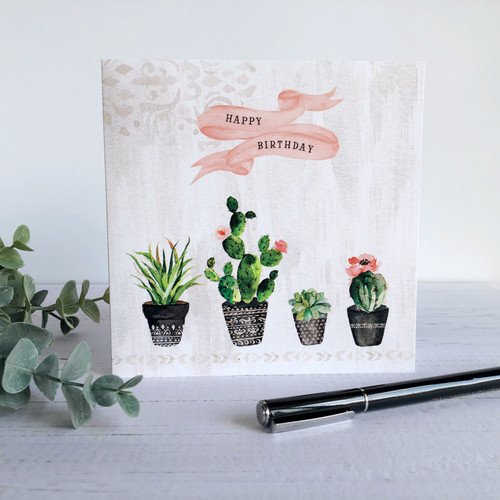 Floral Cactus Birthday Card 