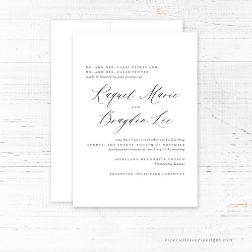 Stylish Calligraphy Script Wedding Invitation