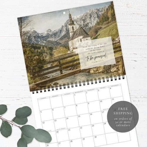 Scenic Churches with Psalms Wall Calendar