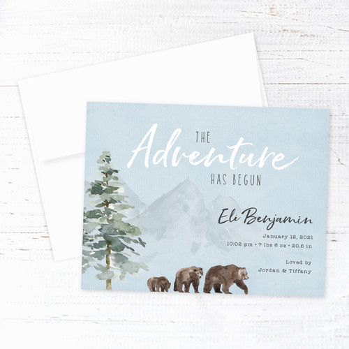 Mountains and Bear Family Birth Announcement