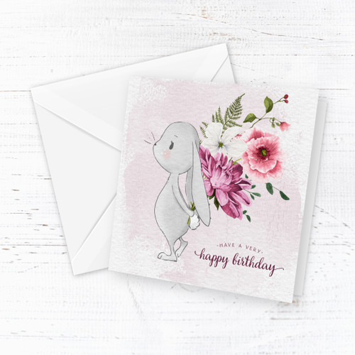 Bunny and Bouquet Birthday Card