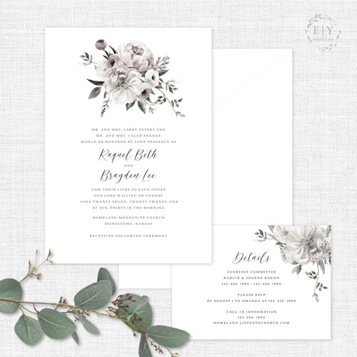 Muted Florals Wedding Invitation