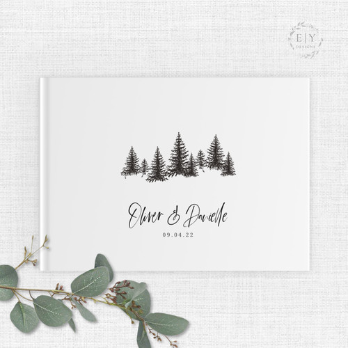 Pine Trees Personalized Hard Cover Wedding Book | Free Shipping