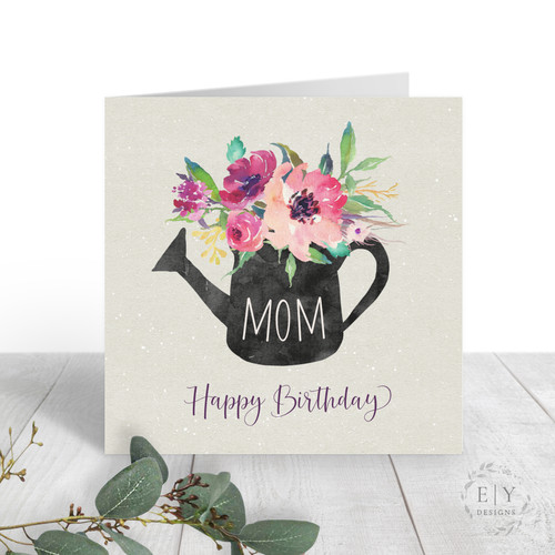 Floral Watering Can Mom Birthday Card