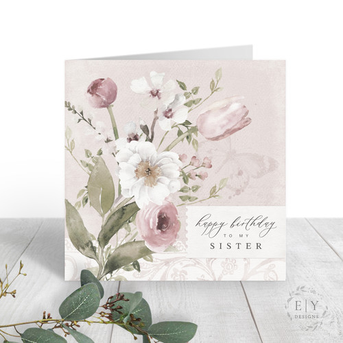 Floral Bouquet Sister Birthday Card 