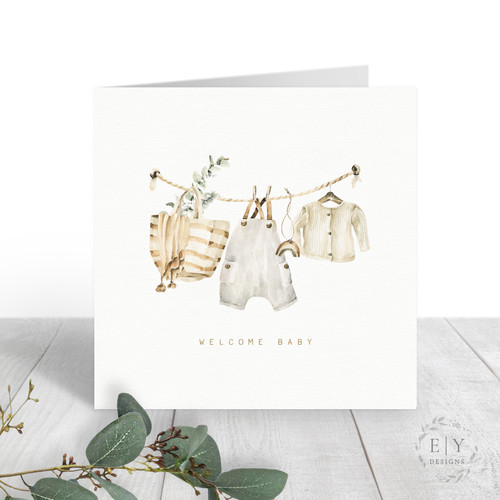 Baby Boy Clothes Line Baby Card