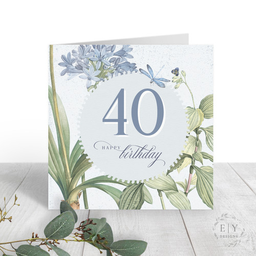 40th Floral Birthday Card 