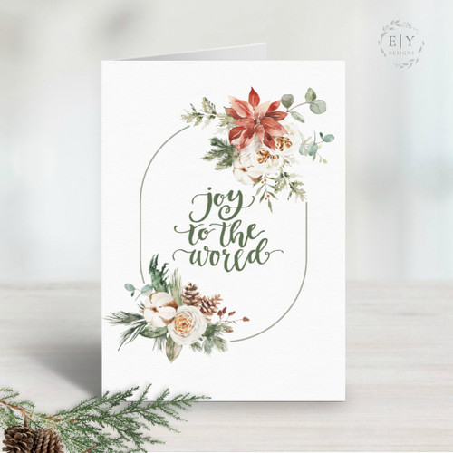 Joy to the World Floral Mini Christmas Card Set 