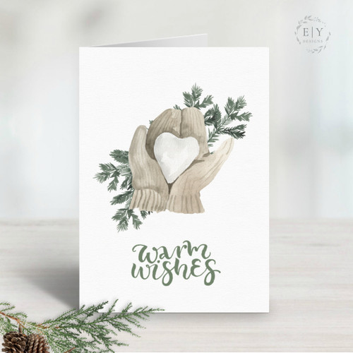 Mittens and Warm Wishes Mini Christmas Card Set // Set of 12