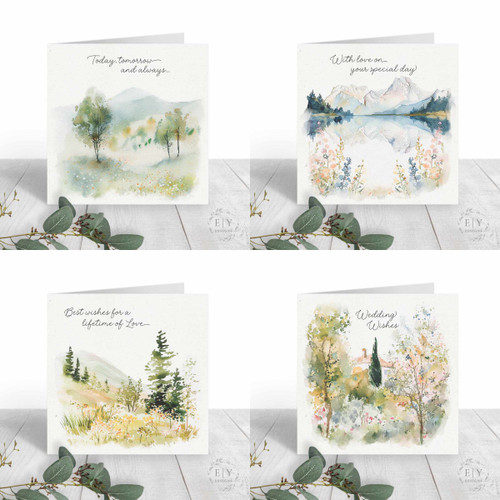 Watercolor Landscapes Wedding Card Set | Set of 8 | Wholesale