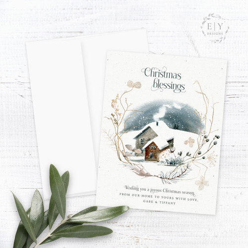 Cozy Winter Scene Personalized Christmas Card Cozy Winter Scene Personalized Christmas Card