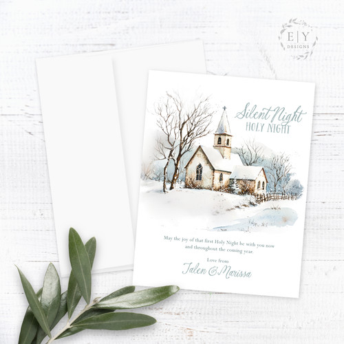 Winter Church Personalized Christmas Card Winter Church Personalized Christmas Card