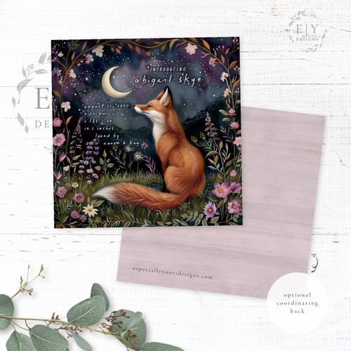 Whimsical Fox Birth Announcement