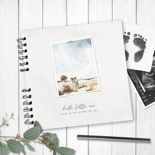 Little Boy + Dog Wire Bound Baby Book