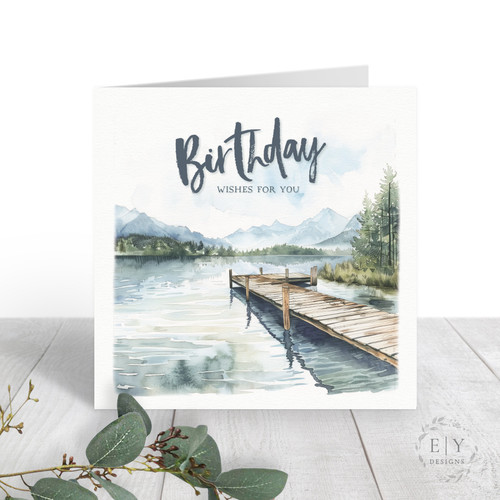 Mountains and Lake Birthday Card