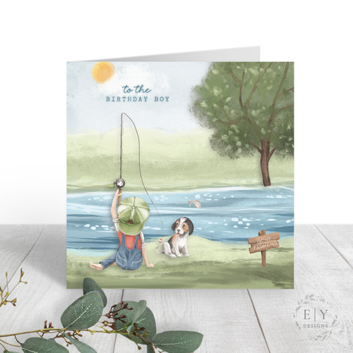 Boy Fishing Birthday Card