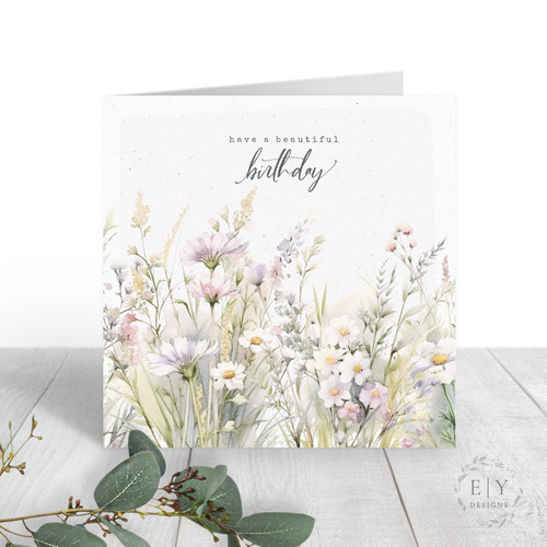 Lavender Wildflowers Birthday Card 