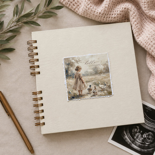 Girl + Ducks on Cream Wire Bound Baby Book