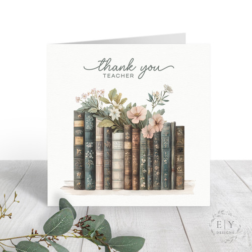Vintage Books Teacher Thank You Card