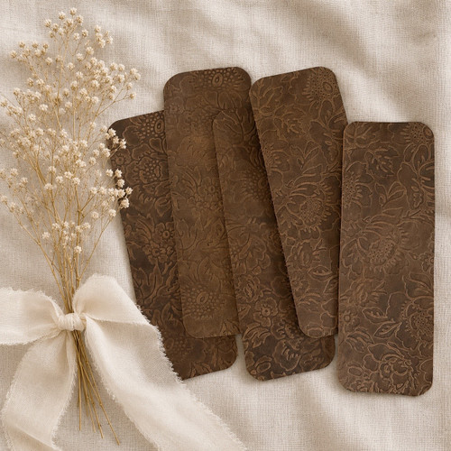 Genuine Leather Vintage Floral Embossed Bookmark